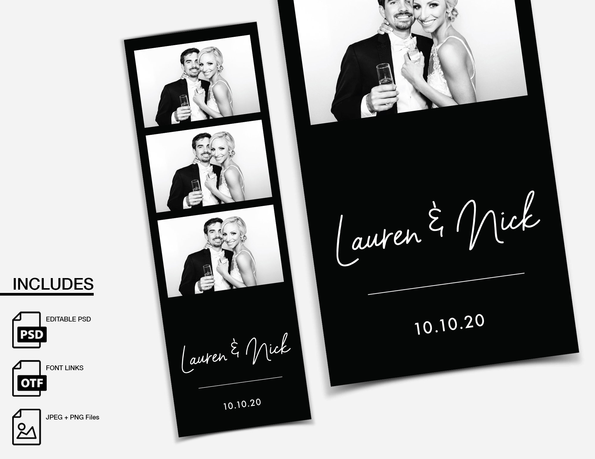Simple Black and White Photo booth Template Black Etsy