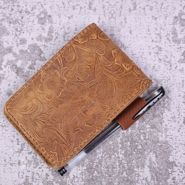 Personalized real genuine leather notepad cover for rite in the rain top-spiral notebook 3" x 5" 4" x 6" #RR1