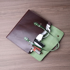 Two-tone Genuine Leather Cover with Handle and Front Pocket for ONYX Boox Tab X C Note Air 4C Boox Go Color 7 Gen2,Boox Note Air 2 - 8IAVBX