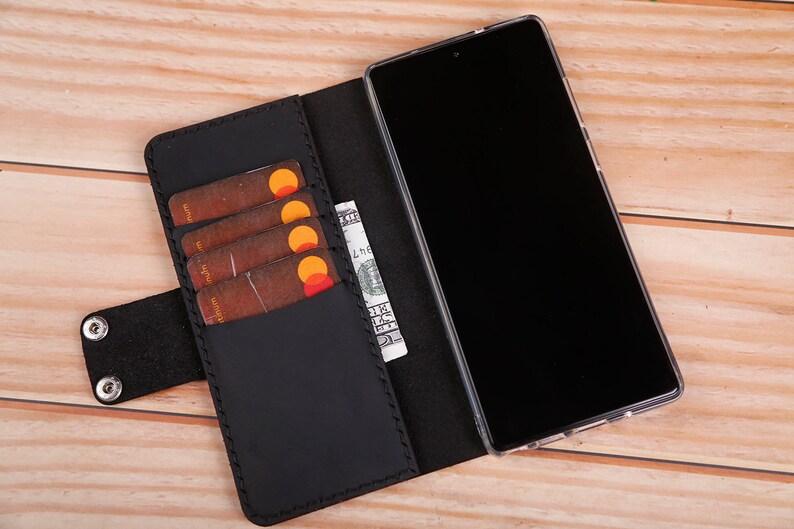 Wristlet Real Leather Sansung Galaxy A10e A010 A21 leather wallet case Thick Handmade Handtooled