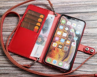 Crossbody strap Customized iPhone 16e 16 15 Pro Max 15 Plus 14 Pro Max 14 Plus wallet case leather Men Flip Leather Cover 11BMIF01