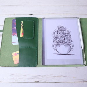 Multifunctional Genuine Leather Cover with Handle and Front Pocket for Remarkable  Paper Pro Remarkable 1,2 green customized Leather-8IARRE