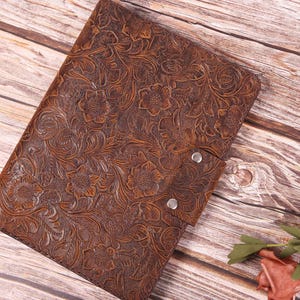 Brown Embossed leather iPad 2025 iPad mini 2024 iPad Pro 12.9 2021 case Handmade iPad Pro11 2021 card slot Split protective case 11CZIP01