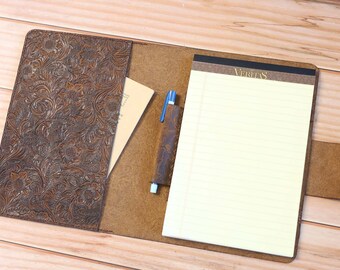 Free Custom leather Portfolio, 8.5x11 padfolio, A4 Letter Size Notepad/Legal Pad Padfolio, Organizer for Letter Size Writing Pad Brown #A4-1