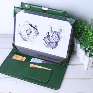 Étui vert pour Kindle Scribe - Organiseur folio fait main pour Kindle Scribe 2024 en cuir véritable Porte-stylo pour Kindle Scribe 2022 8ICGKS