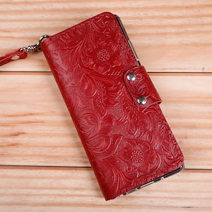 Estuche de cuero tipo billetera personalizado gratis para Samsung Galaxy S25 Edge, S25 Ultra, S24 Ultra, S23 FE, S23 Ultra, cuero repujado, cuero genuino repujado.