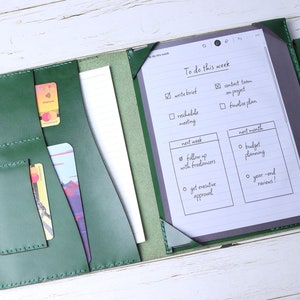 Kobo Elipsa 2E hoes groen hoesje Kobo Libra 2 handgemaakte folio-organizer echt leer Kobo Clara 2E pennenbakje 8ICGKB