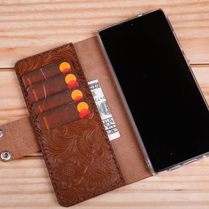 Custodia in pelle cucita a mano per Samsung Galaxy A56 A06 5G A16 5G A06 A55 A35 A25 A15 5G A05 A14 Portafoglio in vera pelle lavorata a mano gratuita