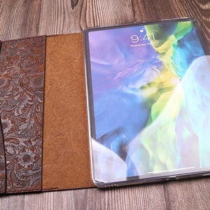 Custodia in pelle per tablet Fold iPad 2025 iPad mini 2024 iPad mini 6 5, 10.2'', custodia air 10.5", custodia iPad Pro 12.9 Pelle goffrata Marrone giallastro
