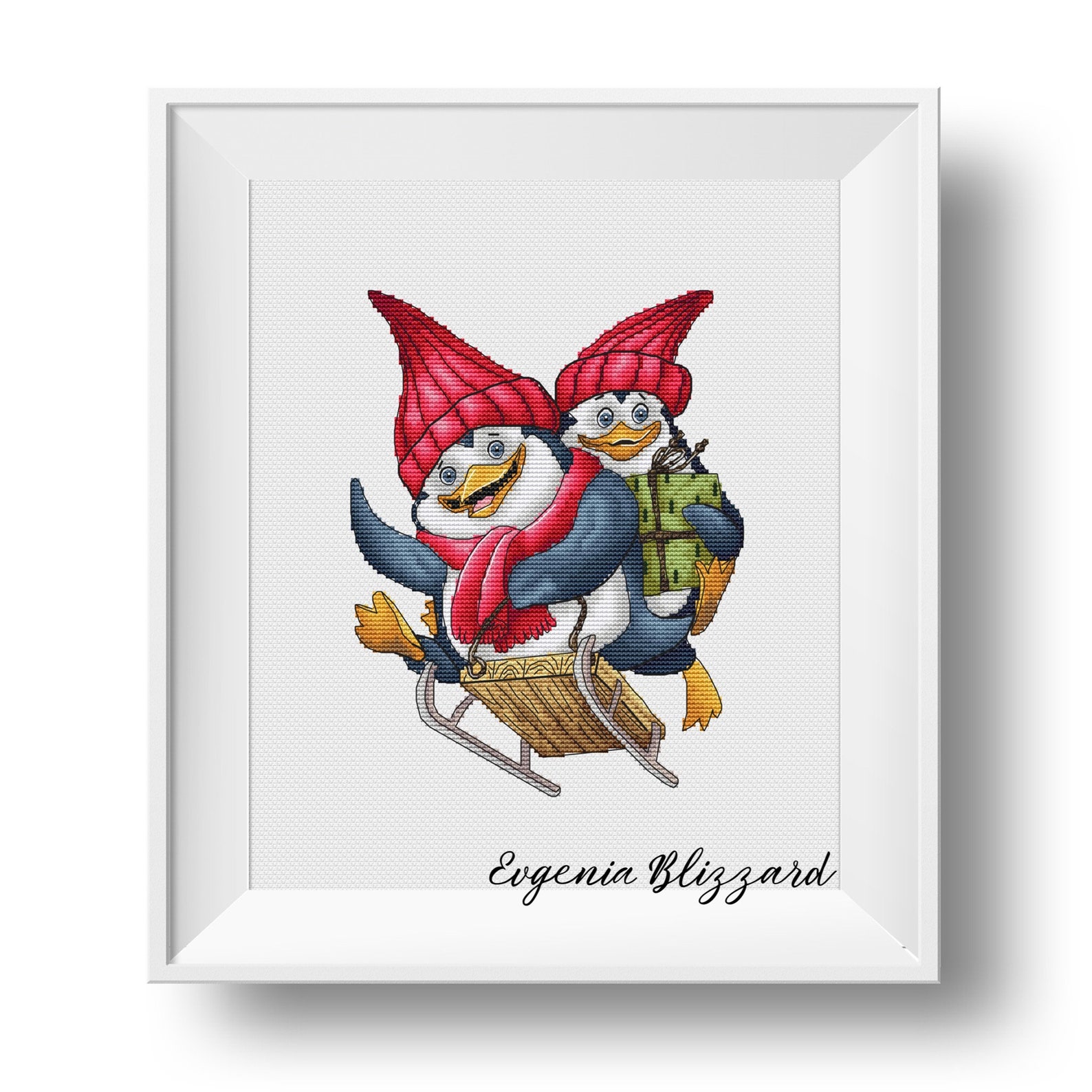 Penguin Cross Stitch Pattern PDF Instant Download Winter Cross | Etsy