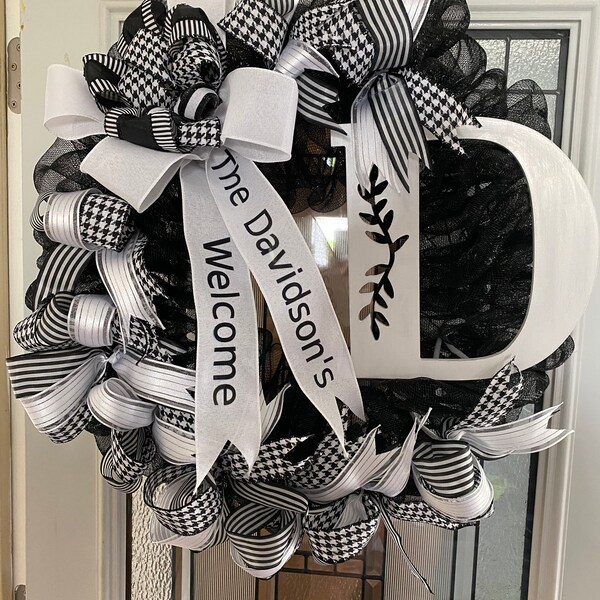Sunflower Wreath With Black and White Ribbon Etsy