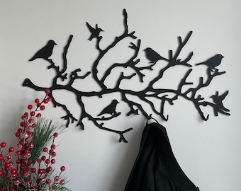 Birds on Tree Branches Wall Coat Rack, Branch Wall Hook, Hat Rack, Wall Hanging Birds, Coat Hanger Wall, Metal Wall Hook,Entryway Coat Hooks