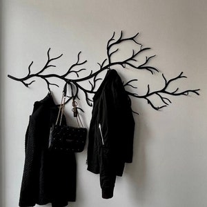 Large Willow Branch Wall Coat Rack | Tree Branch Wall Coat Hanger | Branch Metal Wall Decor | Minimalist Coat Hooks | Entryway Coat Rack