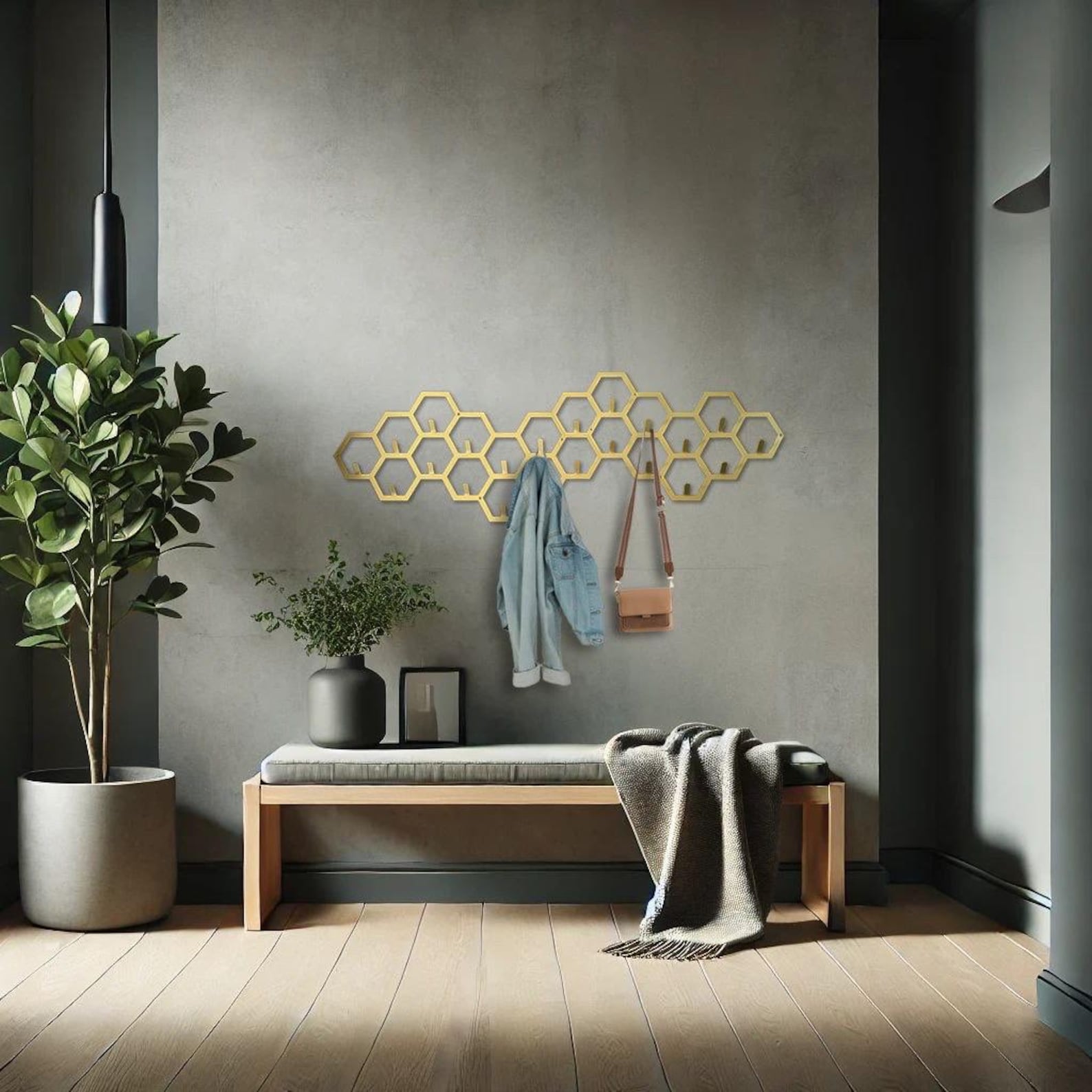 Wall Cladding Coat Rack Extra Large Modern Gold Coat Rack Wall Mount Geometric Entryway ...