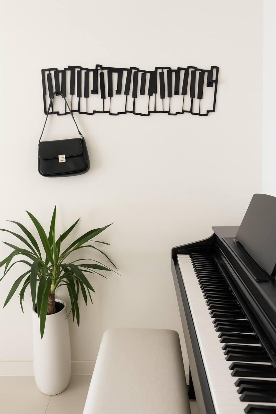 Piano Key Wall Coat Rack, Musical Wall Hook Organizer, Piano Keyboard ...