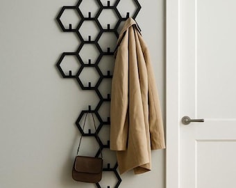 Verticale zeshoekige kapstok voor wandmontage, moderne organizer voor de hal, ruimtebesparende kapstokhaken, verticale hoedenrek, minimalistische wandhaken voor appartementen.