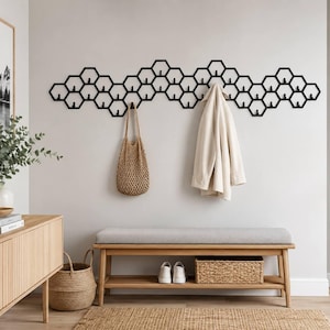 Extra Große Wandgarderobe Metall , Geometrische Wandhaken, Moderne Flurgarderobe, Garderobenpaneel mit Haken, Kleiderhaken Wand image 15