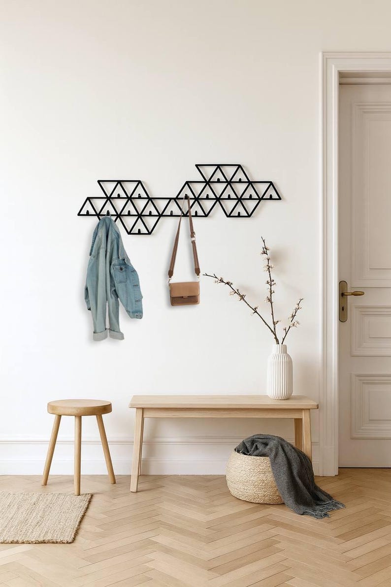 Wall Mount Rack Triangle Extra Large Triangle Coat Rack Wall Mount, Geometric Wall Hooks ...