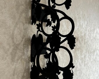 Elegant Wine Rack Wall-Mounted, Unique Vine Branch Design, Home Wine Storage Organizer 4 Bottles, Steel Wine Holder, Wine Lover Gift