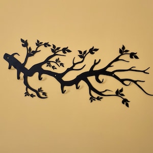 Tree Branches with Leaves Wall Mounted Metal Coat Rack Wall Mount Hanger Branch Steel Coat Hooks Hanger Wall Clothes Rack with Hook image 5