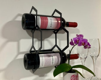 Wine rack small, Wall mounted wine rack, 3 Bottle wine rack, Horizontal wine holder, Wine bottle rack wall, Unique bottle holder