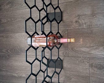 Large Wall-Mounted Wine Rack, Modern Home Wine Collection Organizer, Metal Wine Storage Wall for 16 - 20 Bottles, Unique Wine Rack Wall