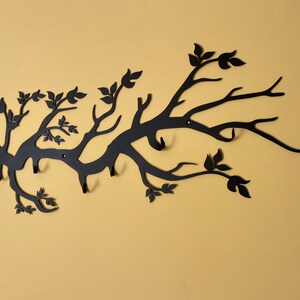 Tree Branches with Leaves Wall Mounted Metal Coat Rack Wall Mount Hanger Branch Steel Coat Hooks Hanger Wall Clothes Rack with Hook image 3