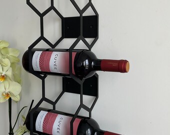 KHayRovies Botellero de pared de metal, soporte para botellas de vino para montaje en pared, soporte para 8 botellas, soporte para botellas, estante para botellas de vino (C