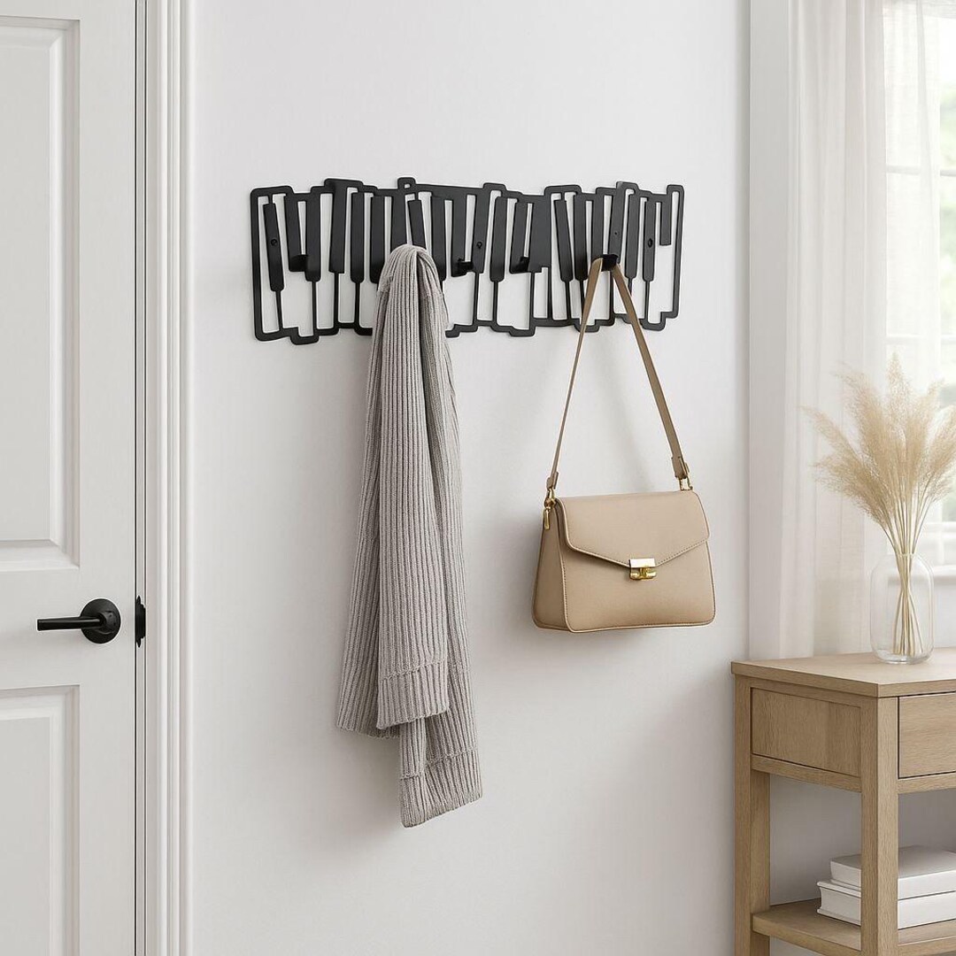 Piano Key Railing Piano Key Wall Hook Modern Coat Rack Wall Mount Music Lover Entryway ...