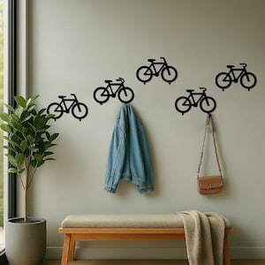 Modern Bicycle Wall Hooks Metal Bike Coat Rack Bicycle Helmet Hanger Entryway Organizer Wall Hooks Unique Key Hanger Wall Cyclist Gift