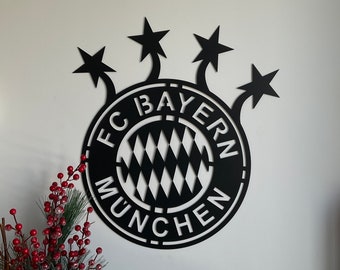 FC Bayern Munich Metal Wall Art,Bayern Munich Logo Sign,Germany Football Team, Bundesliga Standings,Football Logo Metal,Unique Football Gift