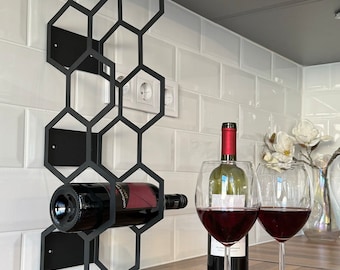 Wine rack wall mount, Wall wine holder, Wine storage wall, Metal wine rack, Wine rack cabinet, Honeycomb wine rack, Housewarming gift