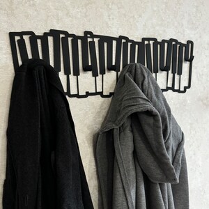 Piano coat rack, Music metal wall art, Decorative coat hooks, Piano studio organization, Farmhouse piano decor, Piano teacher gift