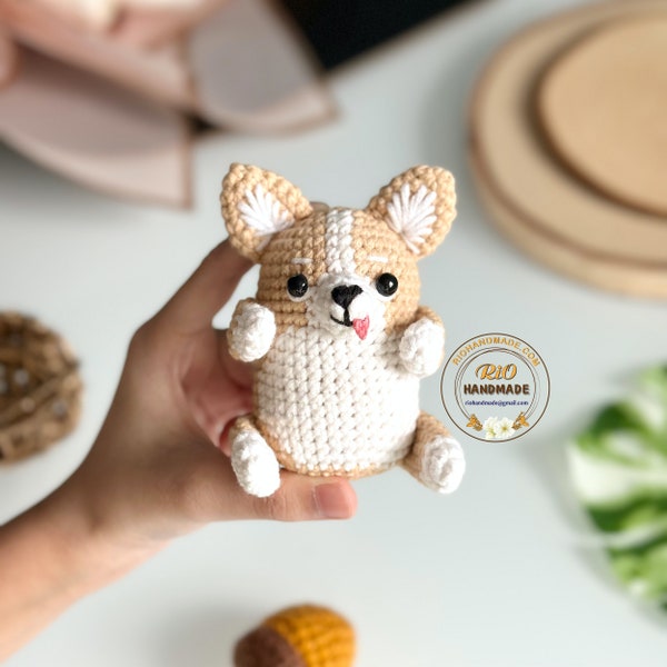 Rio Handmade yarn cotton corgi crochet, amigurumi corgi, cute dog, cute dog keychain, home decor, Cute car mirror hanging, adult hobby