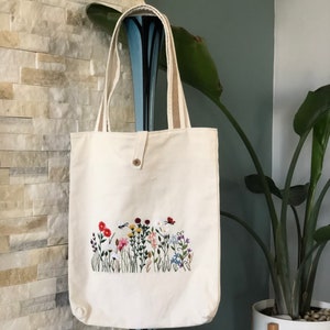 Ready to Ship Handmade Embroidery Floral Linen Tote Bag Wild - Etsy