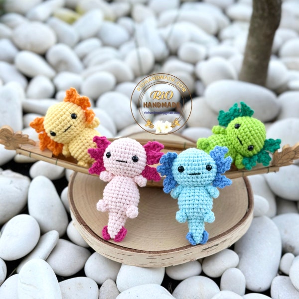 Handmade Axolotl, crochet Axolotl, amigurumi Axolotl keychain, plushie toy, cute gift, ornament, car rear view hanging