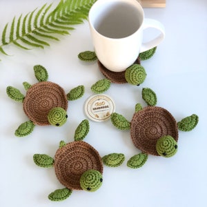 Rio Handmade Crochet Coaster, Crochet Turtle Coaster, Mug Rug,  Housewarming Gift, Home Decor, Gift For Teacher