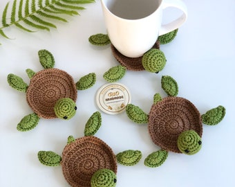 Rio Handmade Crochet Coaster, Crochet Turtle Coaster, Mug Rug,  Housewarming Gift, Home Decor, Gift For Teacher, Gift For Mom