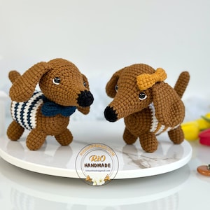 Handmade Dachshund Dog crochet, amigurumi Dachshund plush,home decor, toy for kid, perfect idea for gifts, present, craft doll