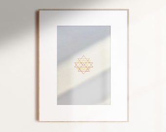 Original Watercolor Painting, Abstract Minimalist Wall Art, Cymatics Sound Om, Small, Modern, Contemporary, Yellow, Orange, Pink, Meditation