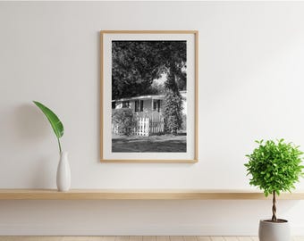 Fine Art Photography – Southern Cottage Black & White Wall Print