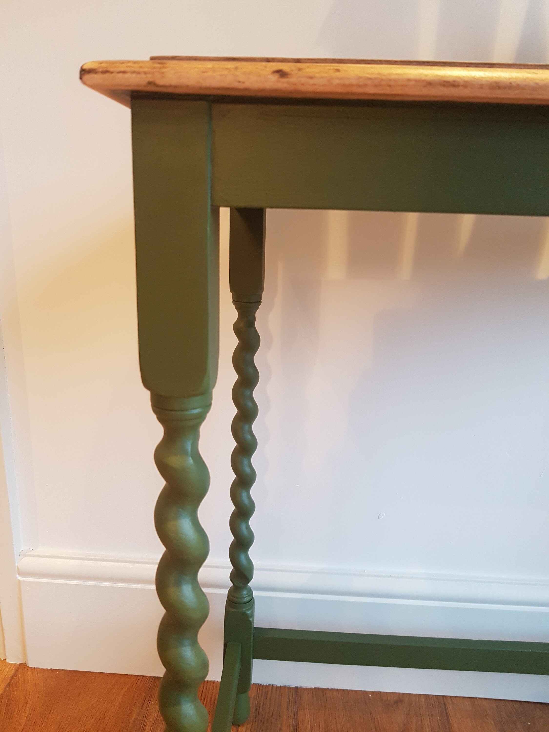 Vintage Hand Painted Upcycled Side Table Spindle Legs Moss Etsy