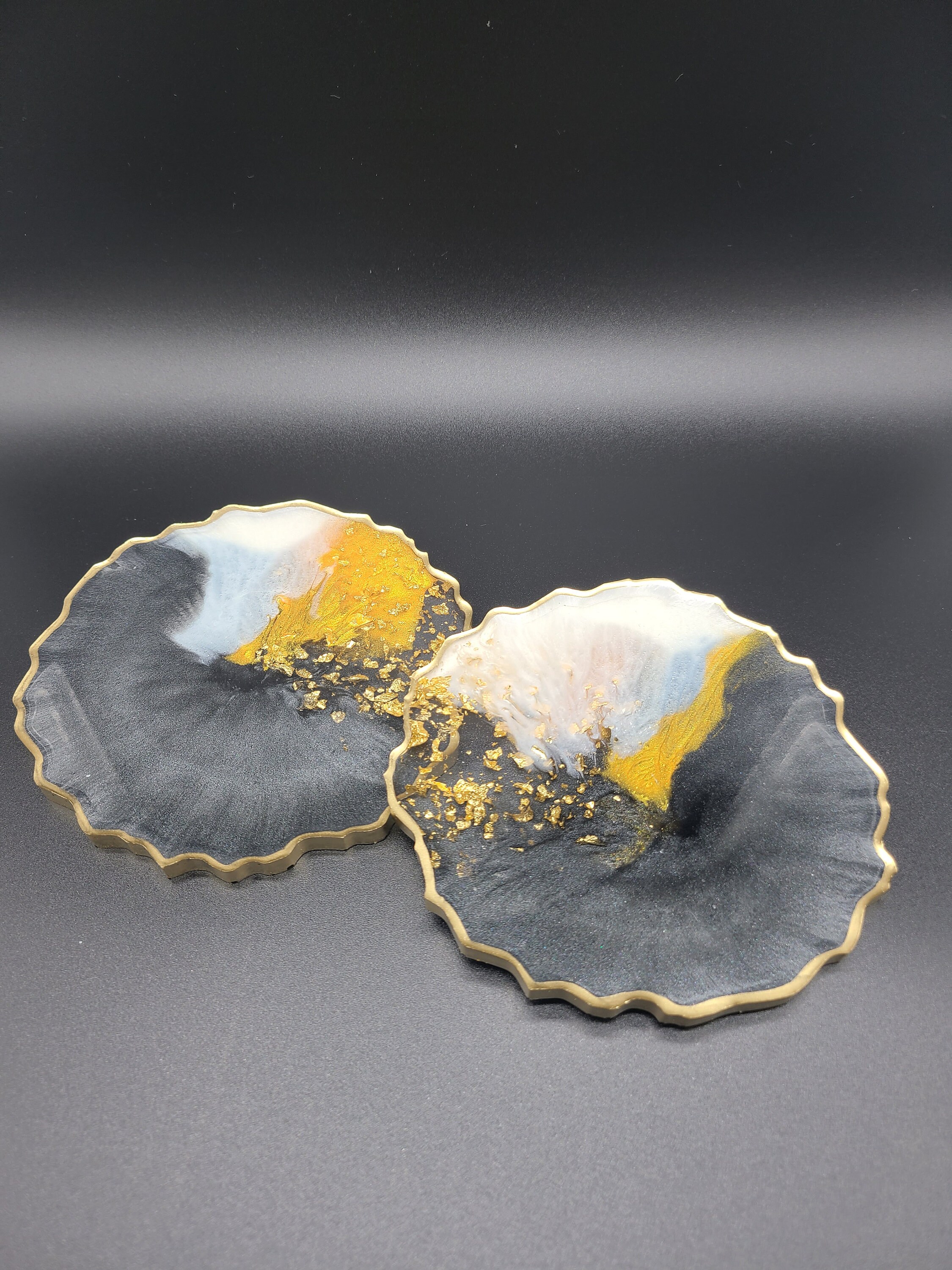 Resin serving tray and coasters set Black Chic Etsy