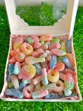 Fizzy Pick n Mix Sweet Box 500g or 1kg.Vegan option available.All your favourite in one box.Birthdays,Movie Nights
