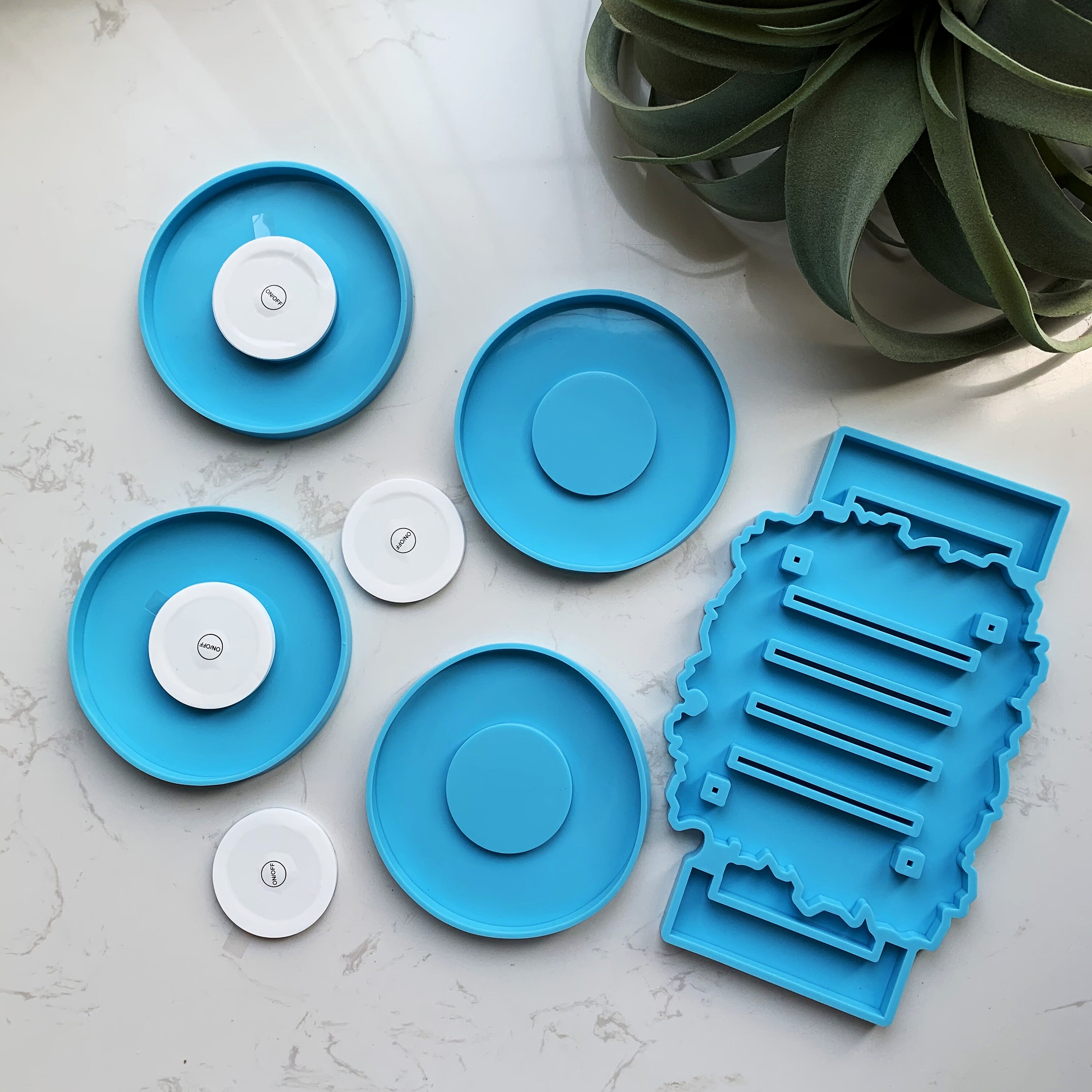 Glowing coaster mold LED light coaster silicone mold Round Etsy