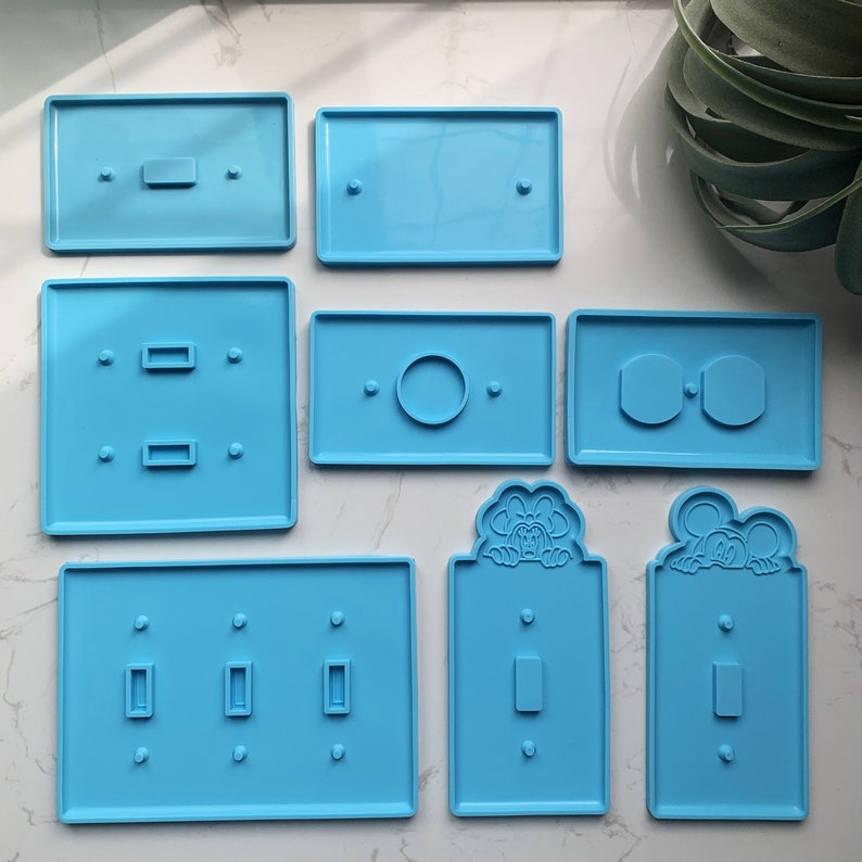 Single Double Outlet Cover Plate Mold Mouse Silicone Molds for Resin Electric Light Switch Cover Mold Plug Cover Mold for Epoxy Resin