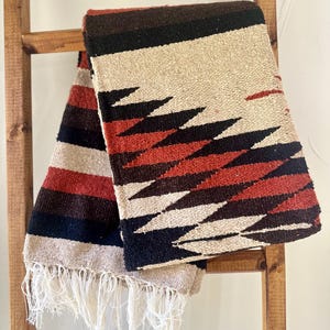 Tan and Orange Mexican Diamond Blanket, Falsa Blanket, Cowboy Blanket, Western Blanket, Beach Blanket, boho throw, stadium blanket, rainbow