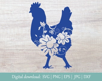 Download Floral Chicken Svg Etsy