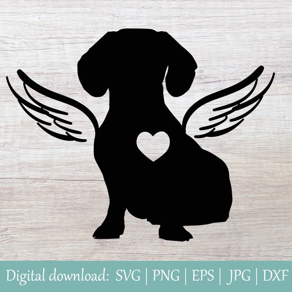 Dachshund Dog Memorial SVG | Angel Wings SVG | Dog Loss Svg | Dog Svg | Pet Loss Svg | Dog Memory Svg | Pet Love Svg |