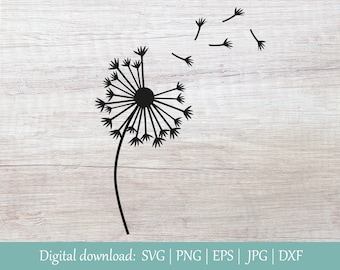 Dandelion SVG | Flower Clip Art | Dandelion Flower svg | Dandelion Clipart | Hand Drawn Dandelion svg